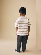 Tan Brown Jersey Shirt T-Shirt and Joggers 3 Piece Set (3mths-7yrs)