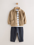 Tan Brown Jersey Shirt T-Shirt and Joggers 3 Piece Set (3mths-7yrs)