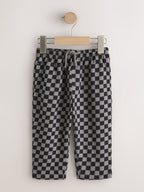 Black Cement And Checkerboard Stripe Joggers 3 Pack (3mths-7yrs)