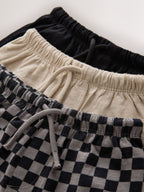 Black Cement And Checkerboard Stripe Joggers 3 Pack (3mths-7yrs)