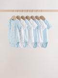 Blue 7 Pack Short Sleeve Baby Bear Bodysuit