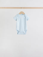 Blue 7 Pack Short Sleeve Baby Bear Bodysuit