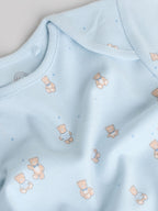 Blue 7 Pack Short Sleeve Baby Bear Bodysuit