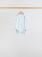 Blue 7 Pack Short Sleeve Baby Bear Bodysuit