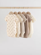 Brown Bear Short Sleeve Baby Bodysuits 5 Pack