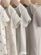 Brown Bear Short Sleeve Baby Bodysuits 5 Pack
