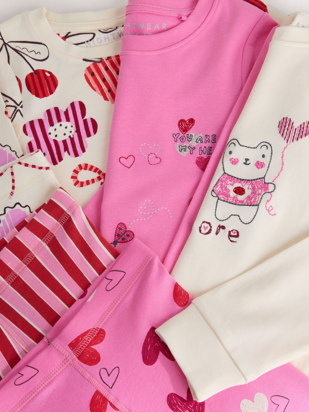 Pink/Red Snuggle Pyjamas 3 Pack (9mths-12yrs)