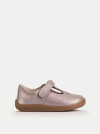 Start-Rite Pink Blush Pearlised Leather Eternal T-bar Rip-tape First Walking Shoes