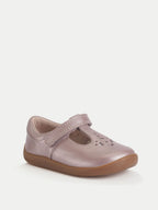 Start-Rite Pink Blush Pearlised Leather Eternal T-bar Rip-tape First Walking Shoes