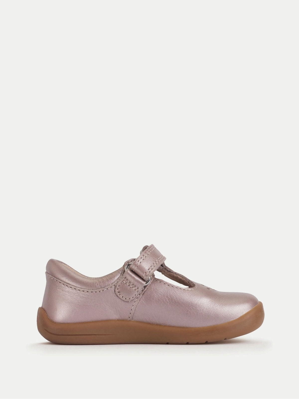 Start-Rite Pink Blush Pearlised Leather Eternal T-bar Rip-tape First Walking Shoes