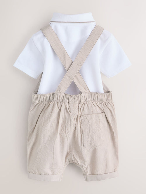 Baker by Ted Baker Seersucker Dungaree,Polo Shirt and Hat Set