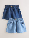 Blue Pull-On Denim Shorts 2 Pack (3mths-10yrs)
