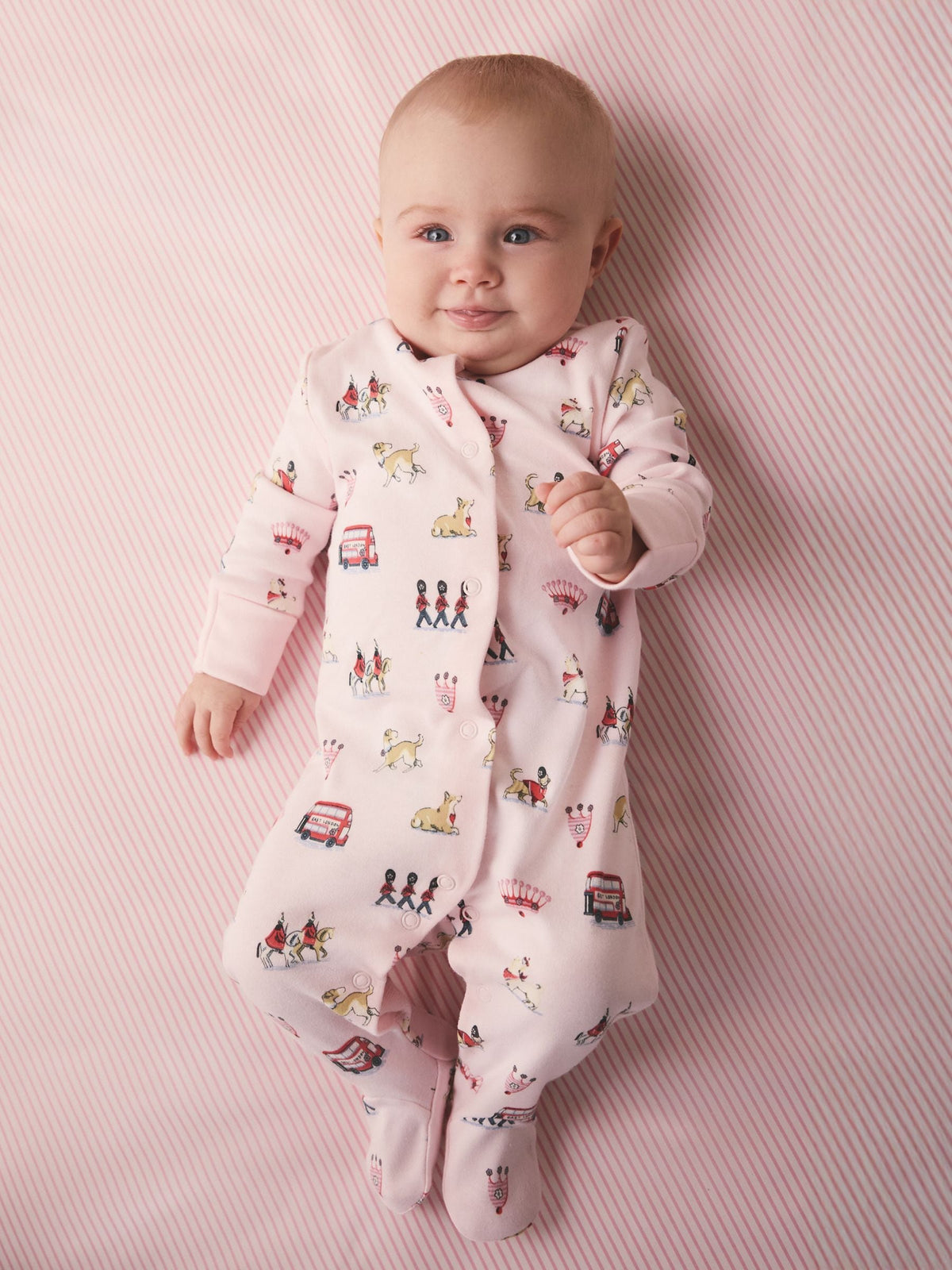 Pink Cath Kidston London Baby Sleepsuit
