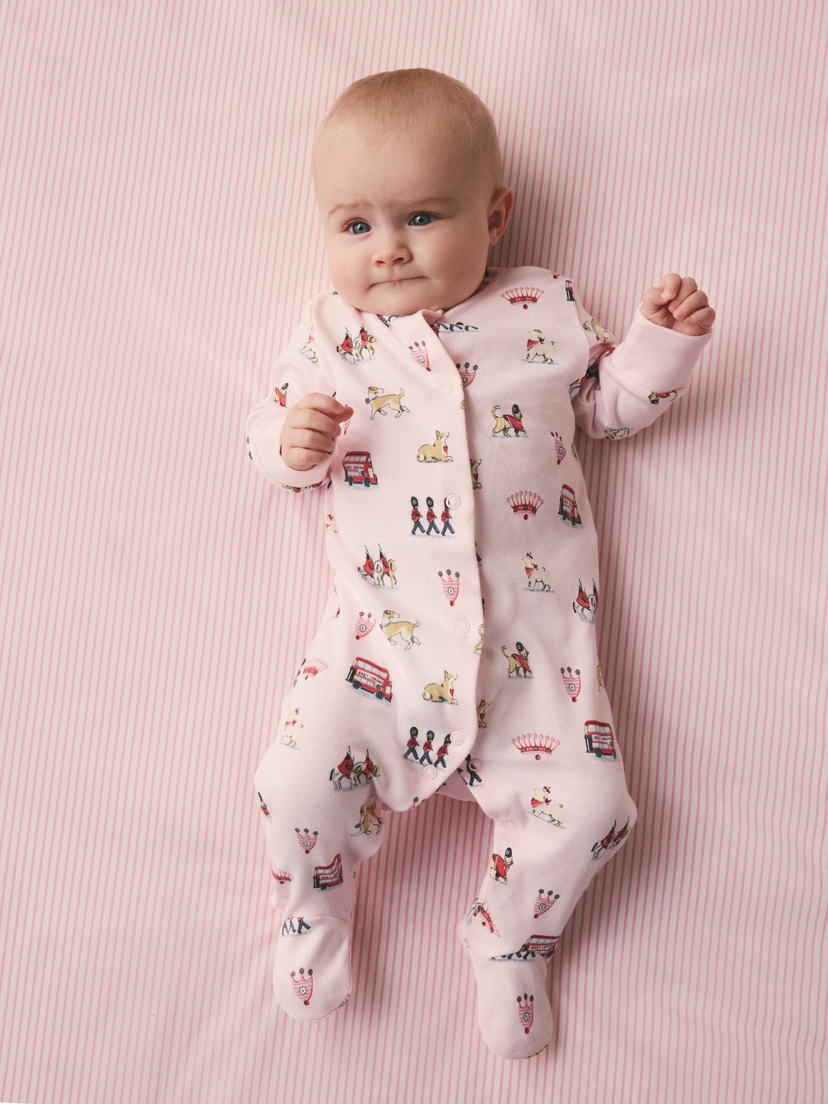 Pink Cath Kidston London Baby Sleepsuit