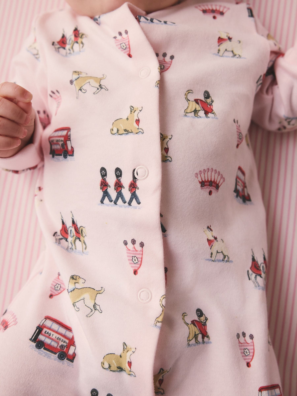 Pink Cath Kidston London Baby Sleepsuit