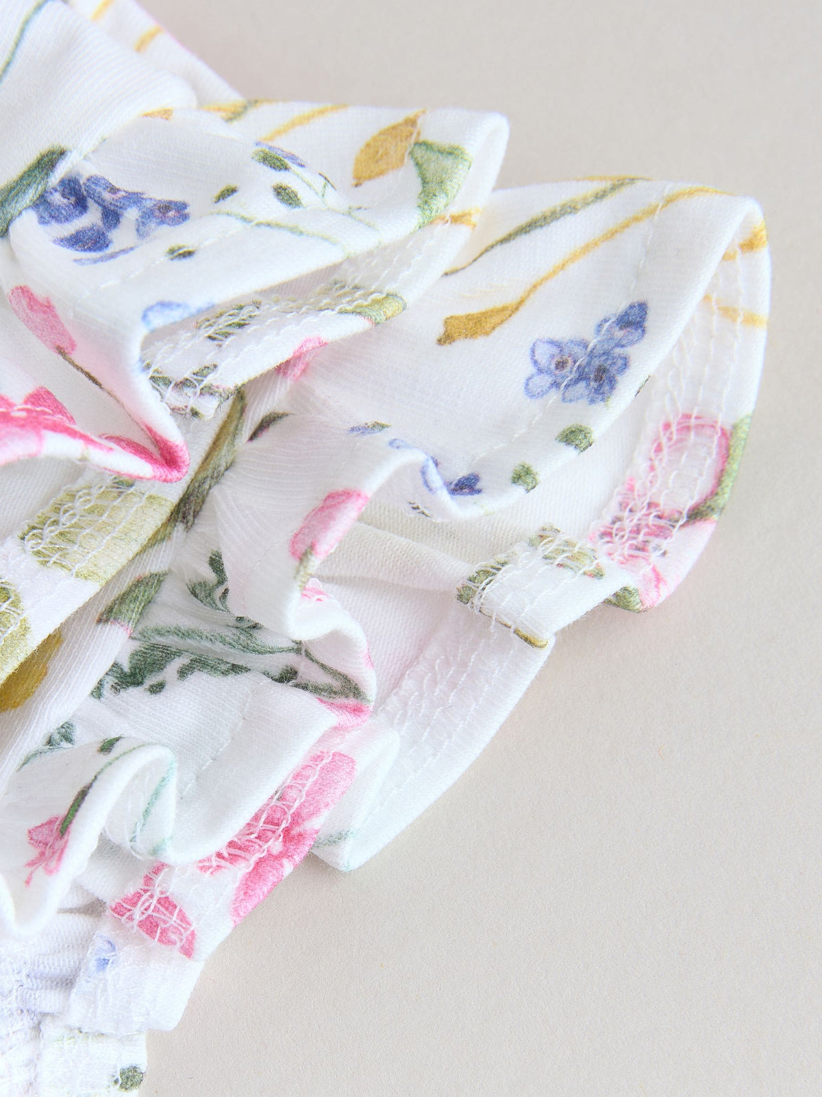 Pink Floral Frill Shoulder Baby Rompers 3 Pack