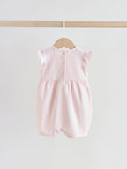 Pink Floral Frill Shoulder Baby Rompers 3 Pack