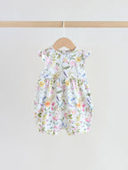 Pink Floral Frill Shoulder Baby Rompers 3 Pack