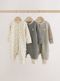 Monochrome Waffle Baby Sleepsuits 3 Pack (0mths-3yrs)