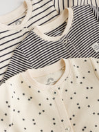 Monochrome Waffle Baby Sleepsuits 3 Pack (0mths-3yrs)