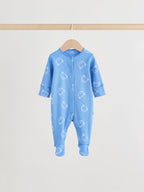 Blue/Ecru Bear Baby Sleepsuits 3 Pack (0-2yrs)