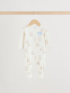 Blue/Ecru Bear Baby Sleepsuits 3 Pack (0-2yrs)