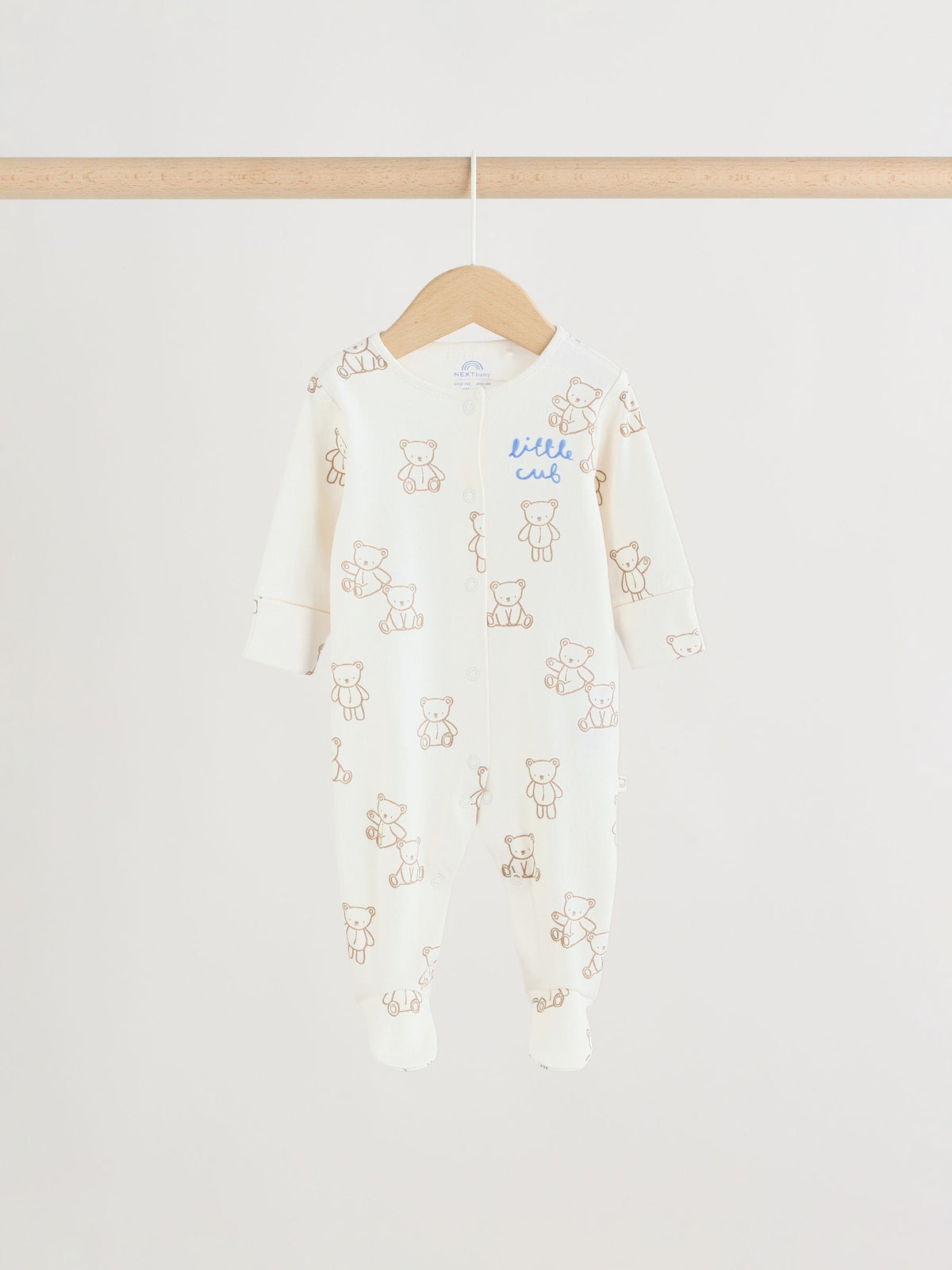 Blue/Ecru Bear Baby Sleepsuits 3 Pack (0-2yrs)