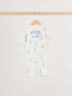 Blue/Ecru Bear Baby Sleepsuits 3 Pack (0-2yrs)