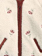 Mamas & Papas Cream Embroidered Hooded Borg Jacket