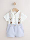 Blue Shirt Body Shorts and Braces Baby Set 3 Piece (0mths-2yrs)