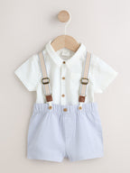 Blue Shirt Body Shorts and Braces Baby Set 3 Piece (0mths-2yrs)