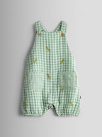 JoJo Maman Bébé Green Giraffe Checked Dungaree & Body Set
