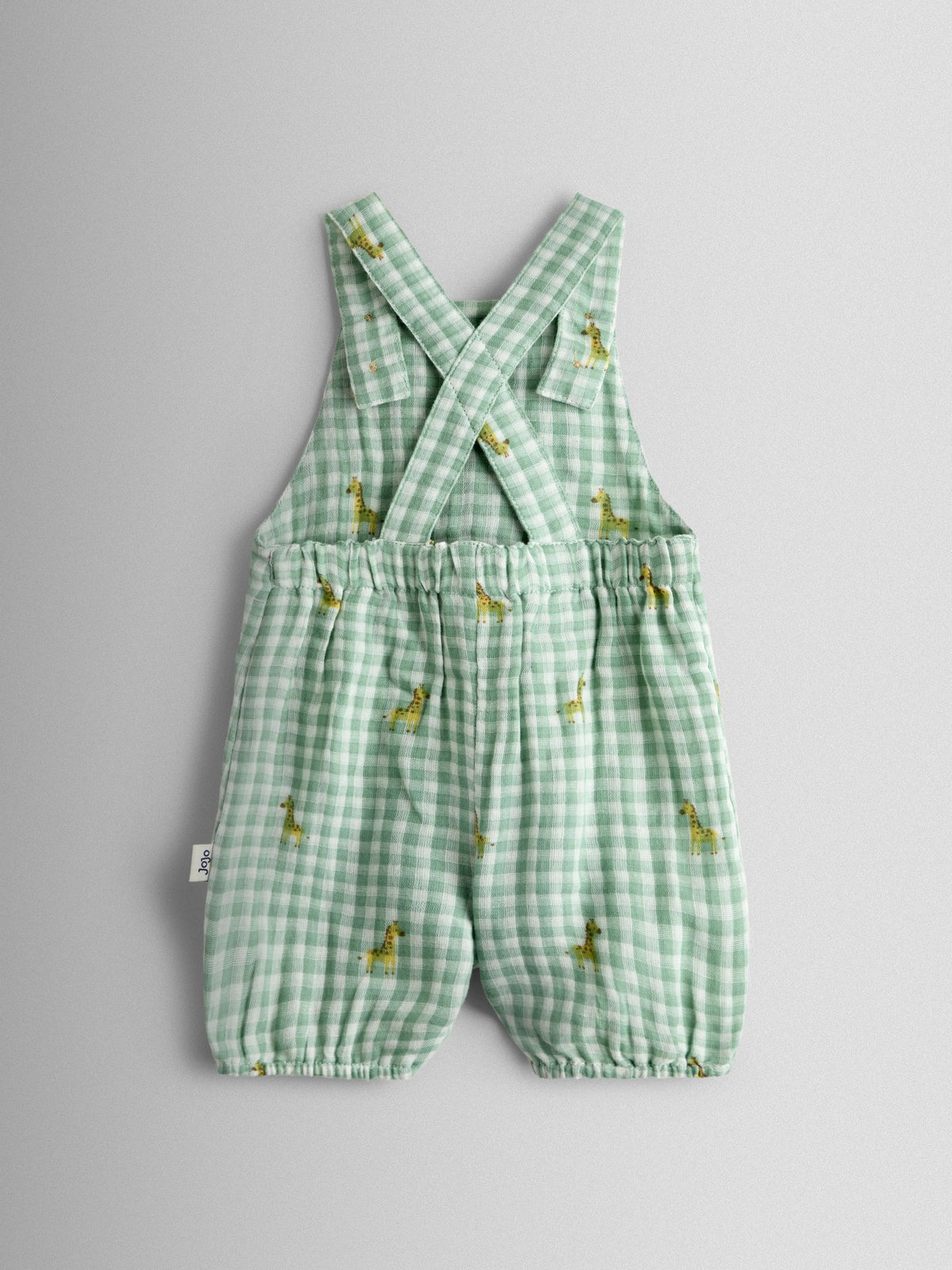 JoJo Maman Bébé Green Giraffe Checked Dungaree & Body Set