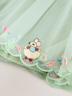 Green Embroidered Mesh Dress (3mths-7yrs)