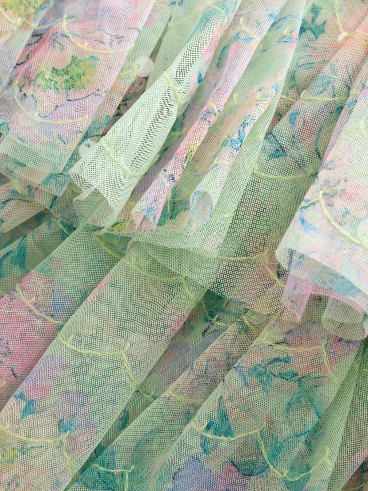 Mint Green Floral Sequin Ruffle Mesh Occasion Dress (3-16yrs)