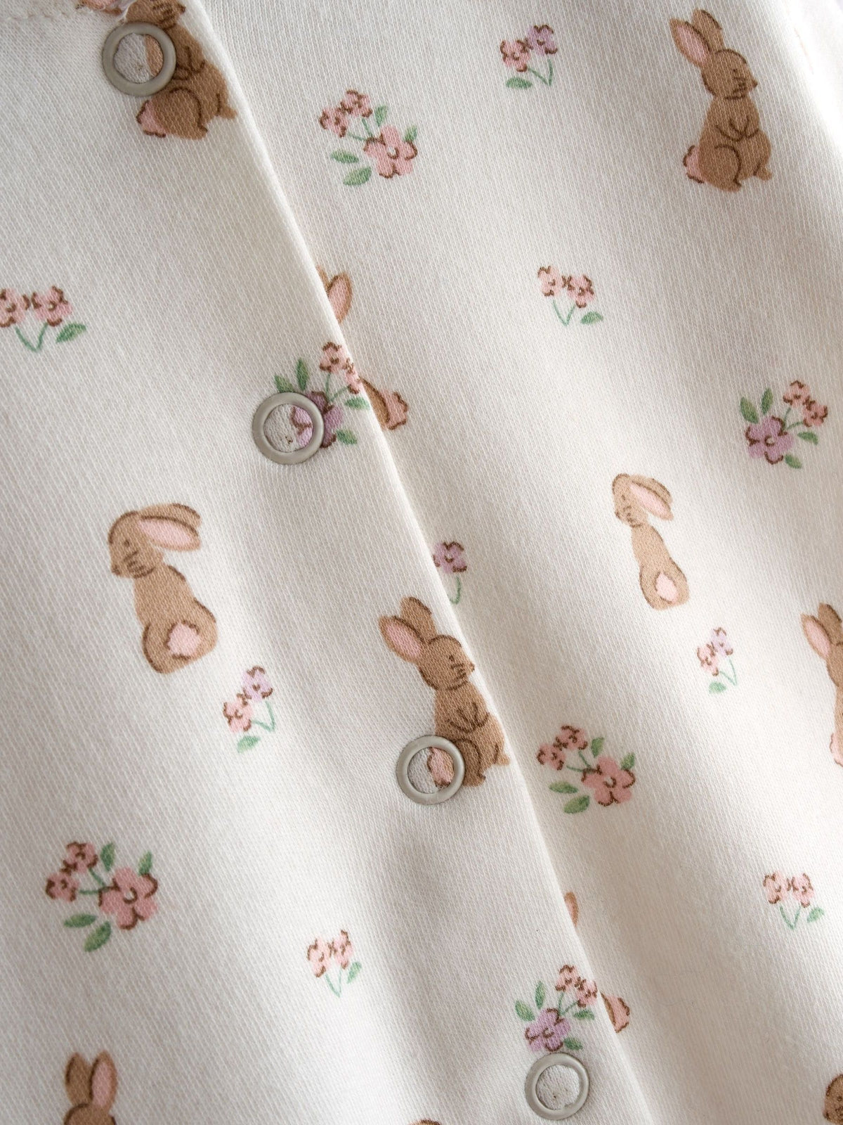 JoJo Maman Bébé Pink Bunny Cotton Footed 3 Pack Sleepsuit