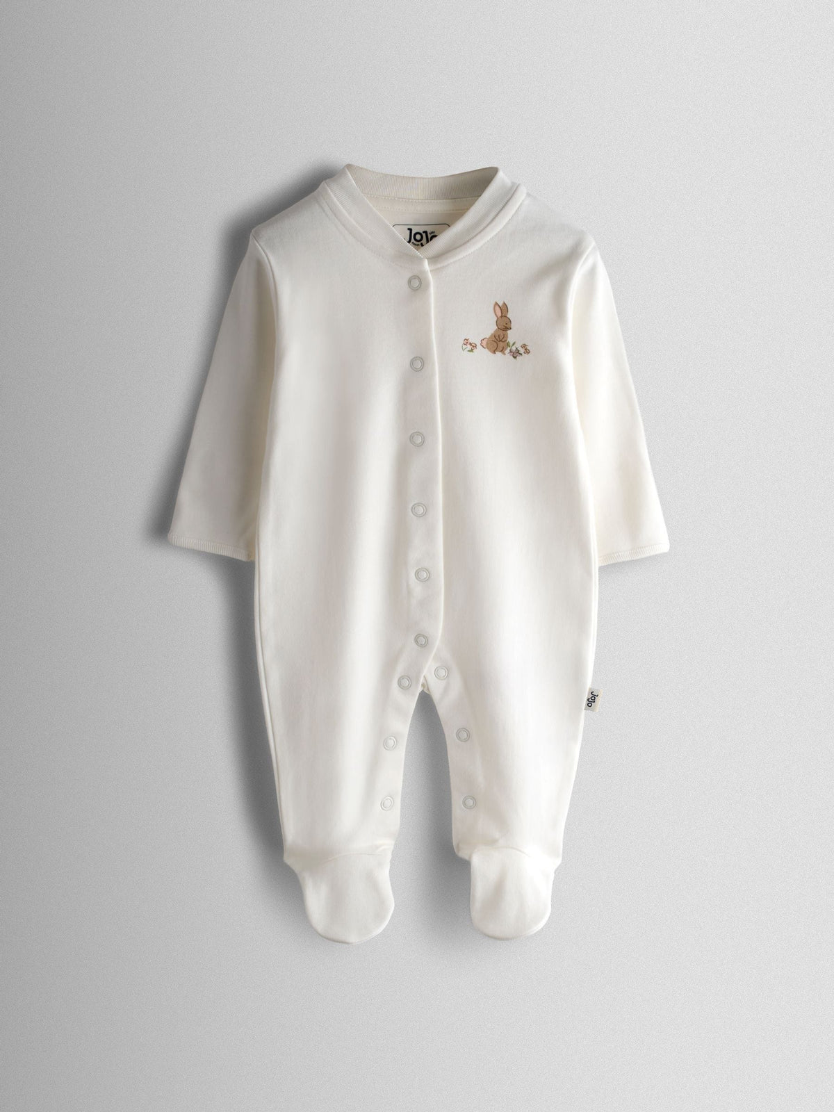 JoJo Maman Bébé Pink Bunny Cotton Footed 3 Pack Sleepsuit