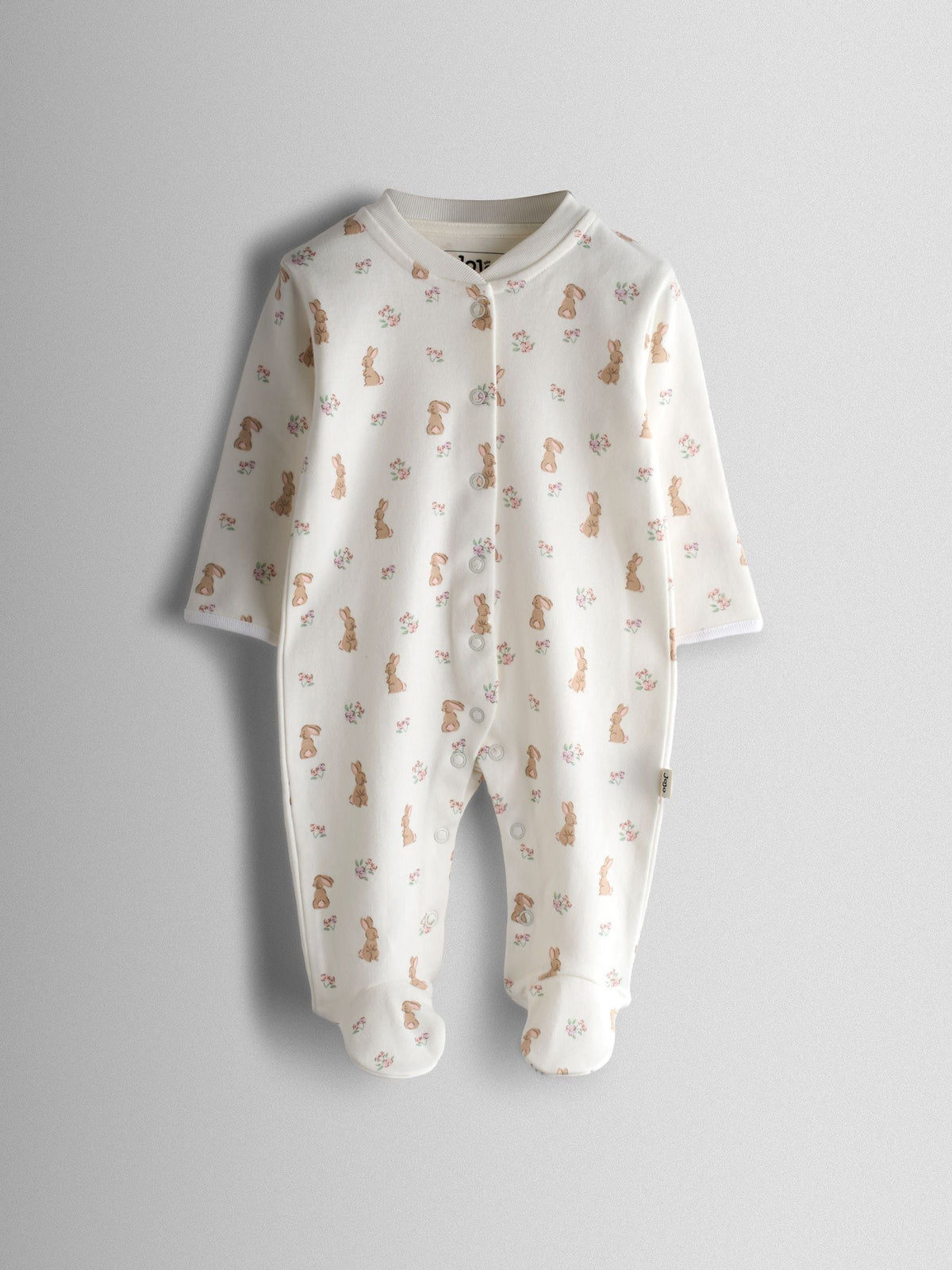 JoJo Maman Bébé Pink Bunny Cotton Footed 3 Pack Sleepsuit