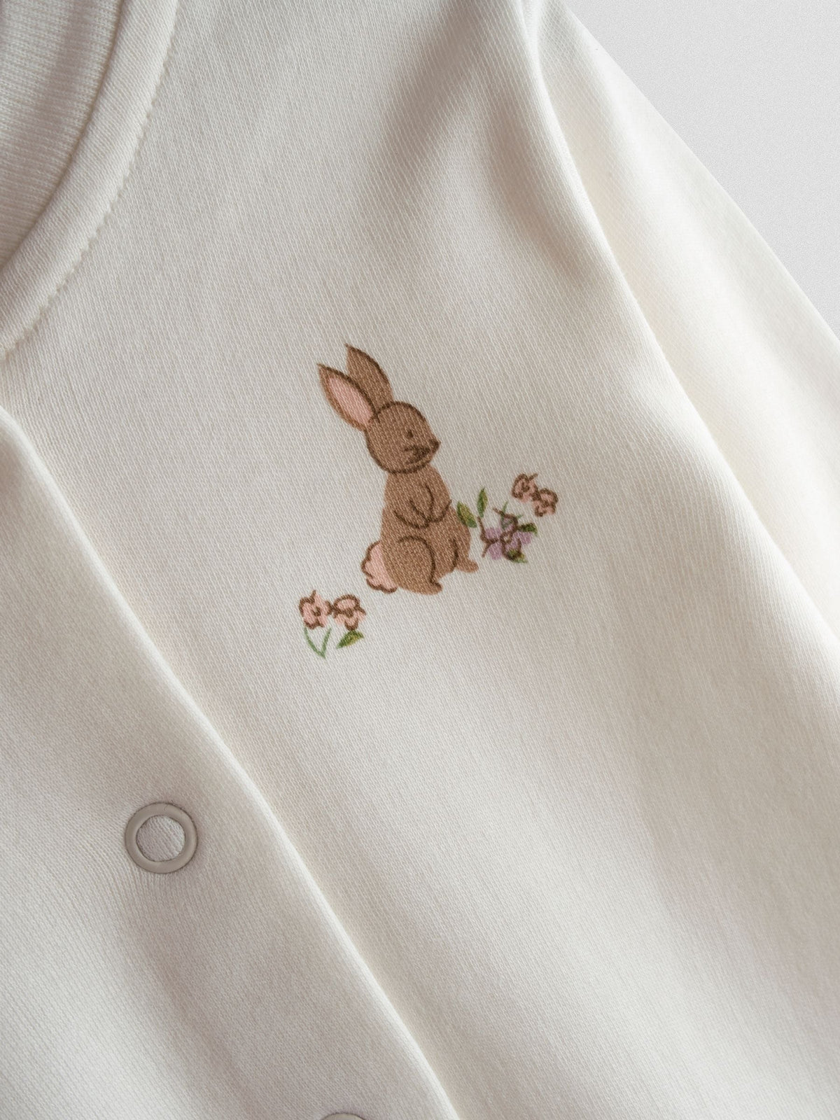 JoJo Maman Bébé Pink Bunny Cotton Footed 3 Pack Sleepsuit