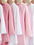 Pink/White 7 Pack Essential Long Sleeve Baby Bodysuits