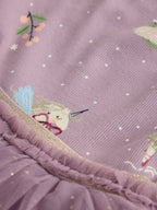 Lilac Purple Bear Long Sleeve Ribbed Mesh Dress (3mths-7yrs)