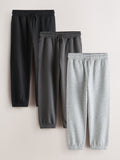 Black/Grey/Charcoal Regular Fit Joggers 3 Pack (3-16yrs)