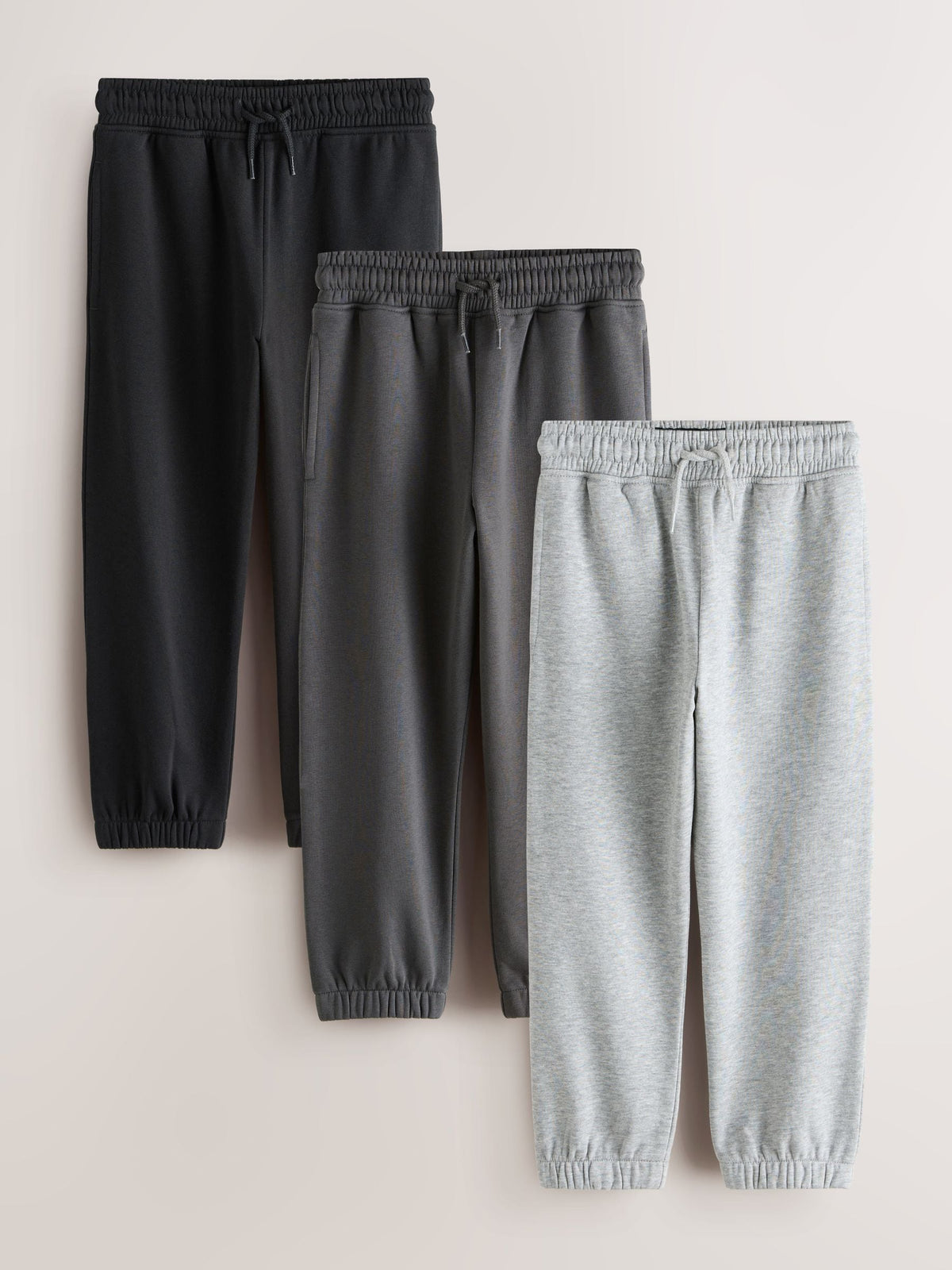 Black/Grey/Charcoal Regular Fit Joggers 3 Pack (3-16yrs)