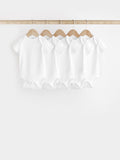 White Rib Short Sleeve Baby Bodysuits 5 Pack