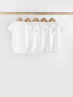 White Rib Short Sleeve Baby Bodysuits 5 Pack