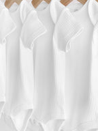 White Rib Short Sleeve Baby Bodysuits 5 Pack