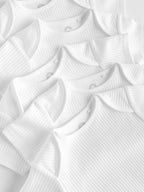 White Rib Short Sleeve Baby Bodysuits 5 Pack