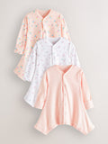 Pink 3 Pack Hip Dysplasia Baby Sleepsuits (0-3yrs)