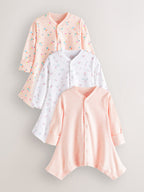 Pink 3 Pack Hip Dysplasia Baby Sleepsuits (0-3yrs)