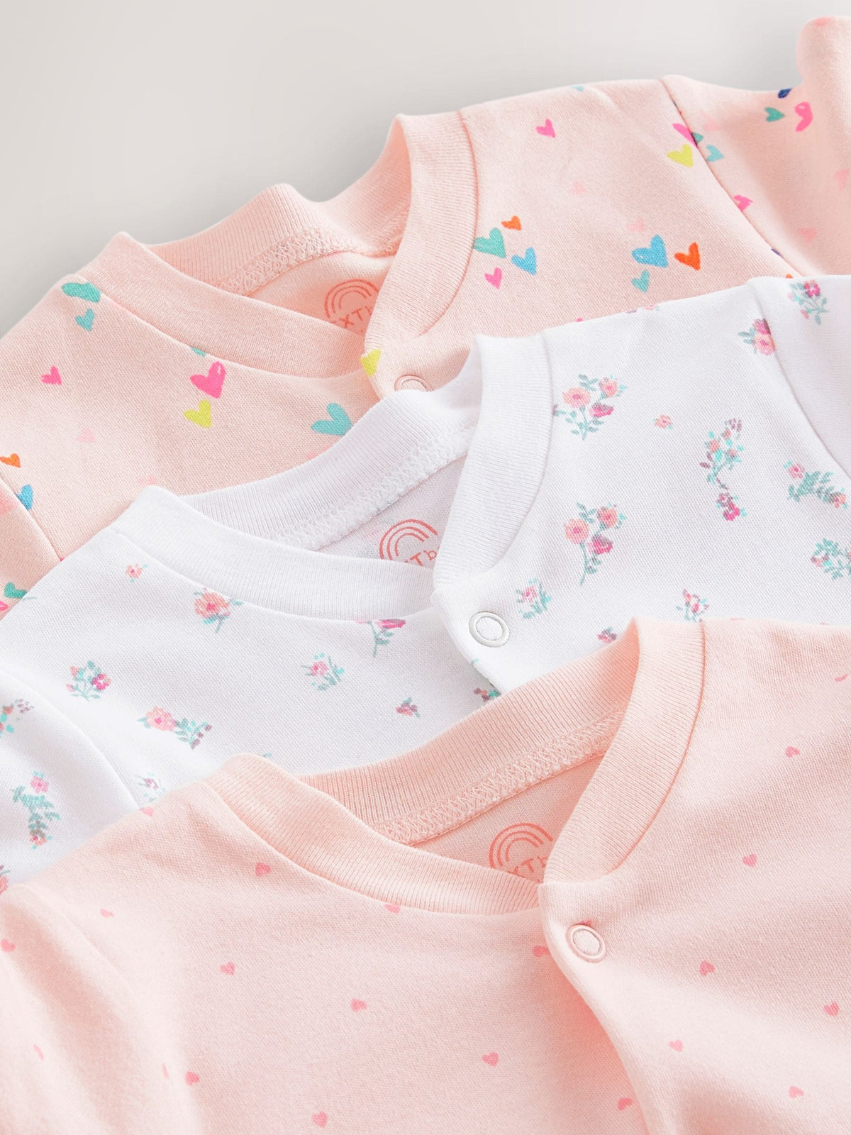 Pink 3 Pack Hip Dysplasia Baby Sleepsuits (0-3yrs)